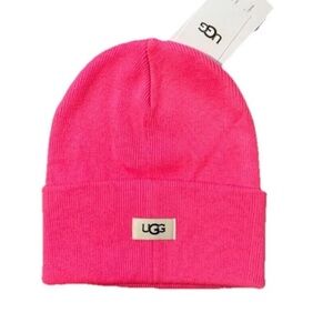 NWT UGG CUFFED KNIT CUFF BEANIE, HAT FRENCH PINK $55, ONE SIZE